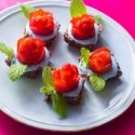 Strawberry Yogurt Raisin-Almond-Oat Tarts
